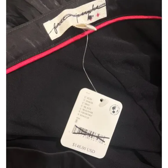 Free People New Vera City Black Pleated Maxi Ankle Skirt with Pockets 8 NWT - Picture 4 of 6